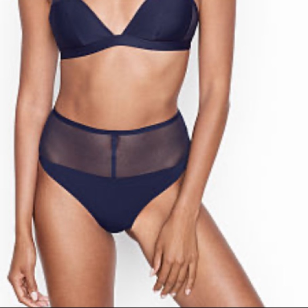Victoria Secret Maroon Mesh High-Waisted Thong